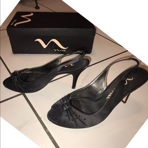 Nina Flo- LS Black Lustre Heels w Rhinestones